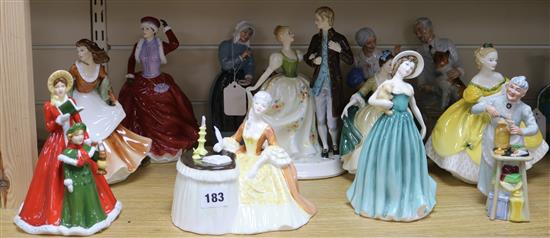 Twelve Royal Doulton figures tallest 25cm